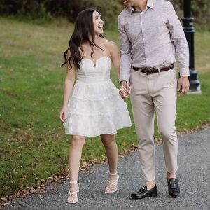 Selfie Leslie Demi Frill Trim Strapless Dress White